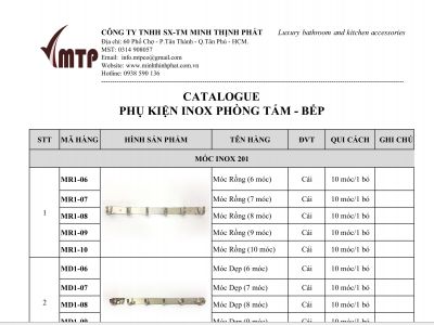 Catalogue sản phẩm năm 2019